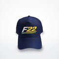 Boné F22 azul-marinho, vista frontal em fundo branco