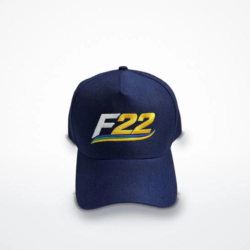 Boné F22 azul-marinho, vista frontal em fundo branco