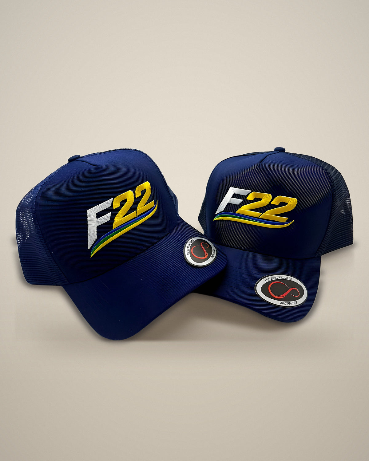 Boné F22, detalhe do acabamento premium