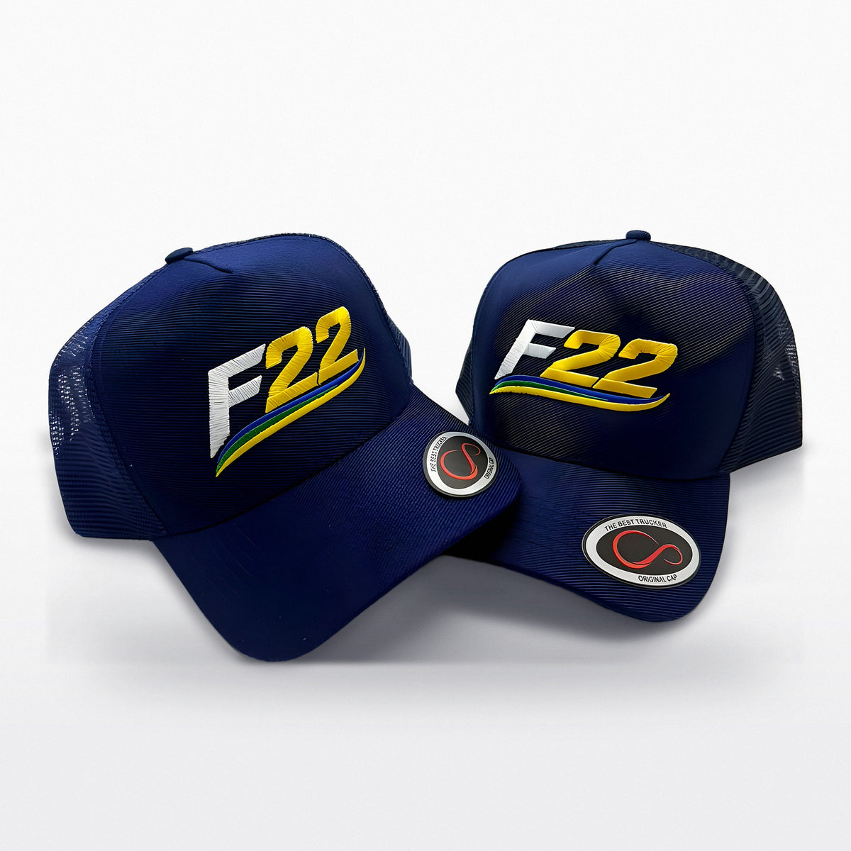 Boné F22 azul-marinho com bordado 3D, vista frontal